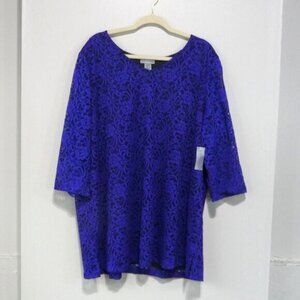 CATHERINES SIZE 2X ROYAL BLUE LACE TOP